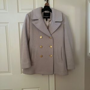 Women’s J. Crew Stadium Cloth Peacoat, Size 8 Petite, Color Stone